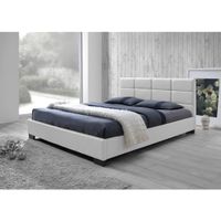Baxton Studio Vivaldi Contemporary White Faux Leather Padded Platform Base Bed - Queen