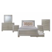 Silver Orchid Odette Glamour Youth Full Platform w/ Trundle 6-piece Bedroom Set - Champagne - Full