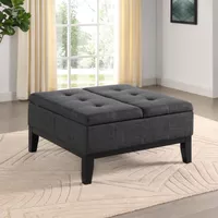 Transitional Fabric Storage Ottoman in Gray