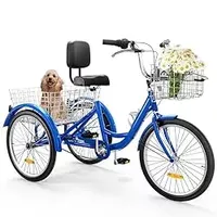 YITAHOME 7 Speed Adult Tricycle, 24 & 26 Inch 3 Wheel Bikes, Trike Bike for Adults with Removable Baskets, Cruiser Bike for Seniors Women Men Shopping Picnic Outdoor Sports