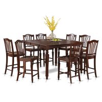 CHEL9-MAH 9-piece Gathering Table Set - Wood Seat