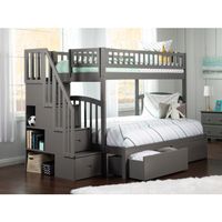 Westbrook Staircase Bunk Twin over Full with 2 Urban Bed Drawers in Grey - Grey - Twin