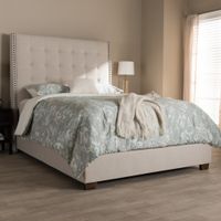Contemporary Fabric Upholstered Bed by Baxton Studio - Beige - King