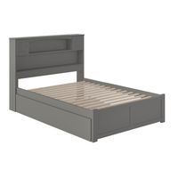 Newport Full Platform Bed with Footboard and Full Trundle - Grey