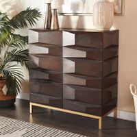 Contemporary Dark Brown Geometric Designed Wood Cabinet and Dresser Collection - 39 x 16 x 37 - Dark Brown - Rectangle