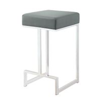 Square Counter Height Stool Grey and Chrome