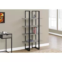 Bookshelf/ Bookcase/ Etagere/ 4 Tier/ 60"H/ Office/ Bedroom/ Metal/ Laminate/ Brown/ Black/ Contemporary/ Modern