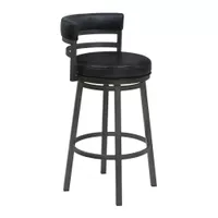 Titana 26" Counter Height Metal Swivel Bar Stool in Ford Black PU and Mineral Finish