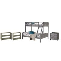 Twin over Full Bunk with Case Goods - Twin over Full - Bunk, 3 Drawer Chest, Bookcase, Small Bookcase