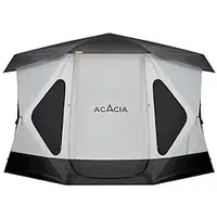 Space Acacia Camping Tent XL, 4-6 Person Large Family Tent with 6'10'' Height, 2 Doors, 8 Windows, Waterproof Pop Up Easy Setup Hub Tent with Rainfly, Footprint for Car Camping, Glamping, Black