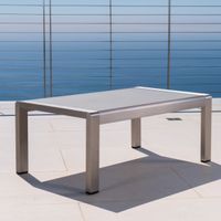 Cape Coral Outdoor Aluminum and Tempered Glass Coffee Table by Christopher Knight Home - Silver
