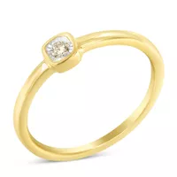 14K Yellow Gold Plated .925 Sterling Silver Miracle Set Diamond Accent Cushion Promise Ring (J-K Color, I1-I2 Clarity) - Choice of size
