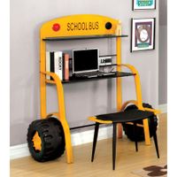 Furniture of America Elementary Bus Inspired Metal Workstation Desk with USB - Yellow