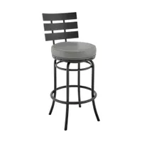 Natya 26" Swivel Counter Stool in Black Finish with Grey Faux Leather