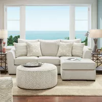 Stonefield Transitional Ivory Chenille L-Shaped Sectional by Furniture of America - Ivory