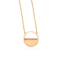 14k Rose Gold Circle Necklace with Diamonds (18 Inch)