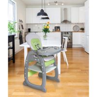 Badger Basket Envee II Baby High Chair with Playtable Conversion, Gray and Green
