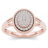 De Couer 10k Rose Gold 1/5ct TDW Diamond Halo Engagement Ring - Pink - 8.5