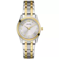 Bulova - Ladies' Corporate Collection Two-Tone Stainless Steel Watch Silver Dial