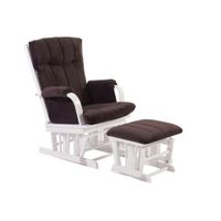 Artiva USA Home Deluxe Brown Microfiber and White Glider and Ottoman set - White Wood with Brown Microfiber Cushion
