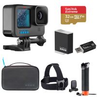 GoPro HERO11 Black Waterproof Action Camera Sport Bundle with 32GB Memory Card, GoPro Adventure Kit 2.0, Extra Battery, Multi Card Reader