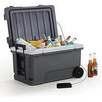 IceCove 60-Quart Solar Cooler Portable Insulated Ice Chest with Wheels and Handle for Party, Camping, Beach Sand and Outdoor Activities, Heavy Duty Opener and Cup Holder, Castlerock Grey