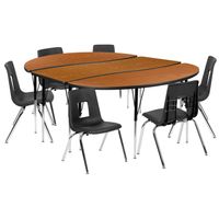 86" Oval Wave Flexible Laminate Activity Table Set with 16" Student Stack Chairs - Oak