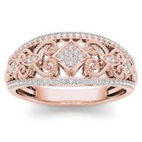 De Couer 10k Rose Gold 1/5ct TDW Diamond Fashion Engagement Ring - Pink - 7