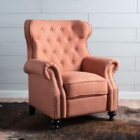 Walder Tufted Nailhead Fabric Recliner by Christopher Knight Home - Orange