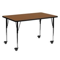 22.37-30.5-Inch Height-adjustable Laminate Mobile Activity Table - Oak