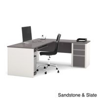 Connexion L-shaped Workstation Desk - Sandstone & Slate (59)