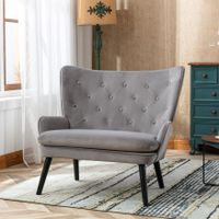 40.16''Wide Fabric Padded Accent Chair - Grey