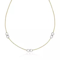 14k Two Tone Gold Chain Necklace with Polished Infinity Stations (18 Inch)