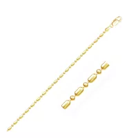 14k Yellow Gold DiamondCut Alternating Bead Chain 1.5mm (20 Inch)