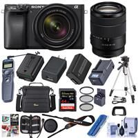 Sony Alpha a6400 24.2MP Mirrorless Digital Camera with 18-135mm f/3.5-5.6 OSS Lens - Bundle With Camera Case, 64GB SDHC Card, 55mm Filter Kit, Tripod, Spare Battery, Remote Shutter Trigger, And More