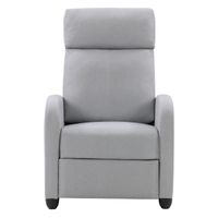 Recliner Chair with Extending Foot Rest, Light Grey Fabric - Grey
