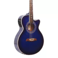 Oscar Schmidt OG10CEFTBL Cutaway Acoustic Electric Guitar. Trans Blue