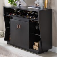Furniture of America Gergich Contemporary Angled Multi-Storage Black Dining Buffet - Black with Rose Gold Handles