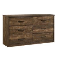 Greer Rustic 56-inch Wide 6-Drawer Walnut Dresser with USB Ports by Furniture of America - Walnut - 6-drawer
