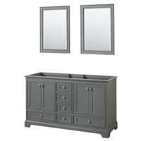 Wyndham Collection Deborah 60-inch Double Bathroom Vanity with 24-inch Mirrors - Assembled - Vanity Base - Grey