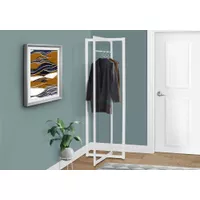 Coat Rack/ Hall Tree/ Free Standing/ Hanging Bar/ Entryway/ 72"H/ Bedroom/ Metal/ White/ Contemporary/ Modern