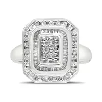 Sterling Silver 1ct. TDW Round & Baguette Diamond Ring (I-J, I2-I3) Choice of Size