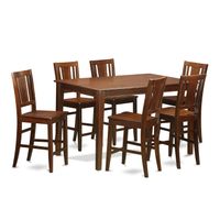 DUBU7H-MAH Rubberwood Counter-height Table with 6 Chairs - Wood Seat