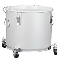 Fryer Grease Bucket 10 Gal, Coated Carbon Steel Oil Filter Pot with Caster Base, Oil Disposal Caddy, Transport Container with Lid Lock Clip Nylon Filter Bag, Silver