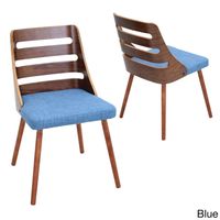 Trevi Mid Century Modern Walnut Wood Accent Chair - Trevi Chair Blue