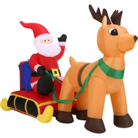 4ft Inflatable Santa in Sleigh, Reindeer...