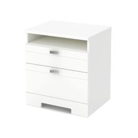 South Shore Reevo Night Stand with Drawers and Cord Catcher - Pure White