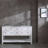 EVIVA Epic White 60" Double Sink Bathroom Vanity w/ Open Space Storage - Wood Finish - White