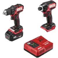 SKIL PWRCORE 20 Brushless 20V Compact Drill Driver and Impact Driver Kit - black/Red