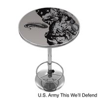 U.S Army Chrome Adjustable Height Pub Table - U.S Army This We'll Defend Chrome Pub Table